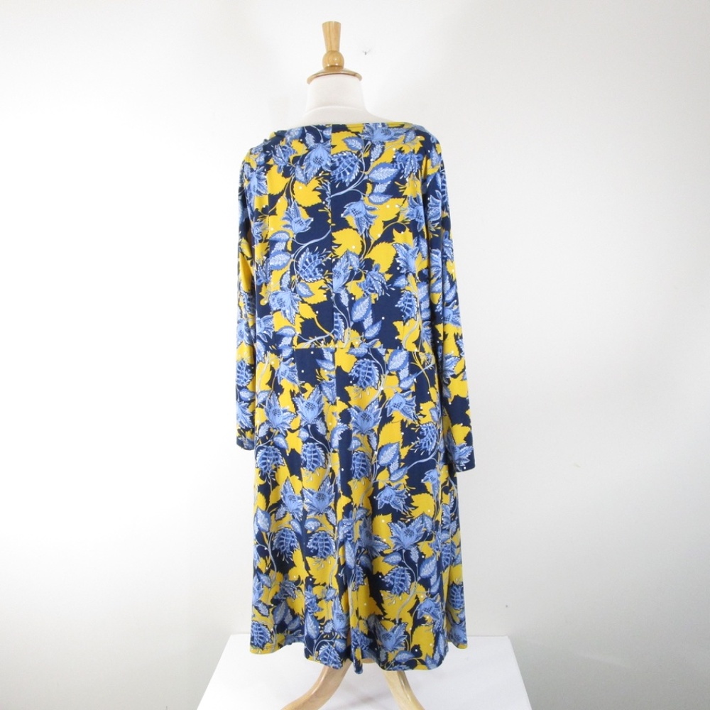 Eloquii Womens Plus Size Navy Blue Yellow Floral Shift Midi Dress Size 26 - Picture 8 of 11